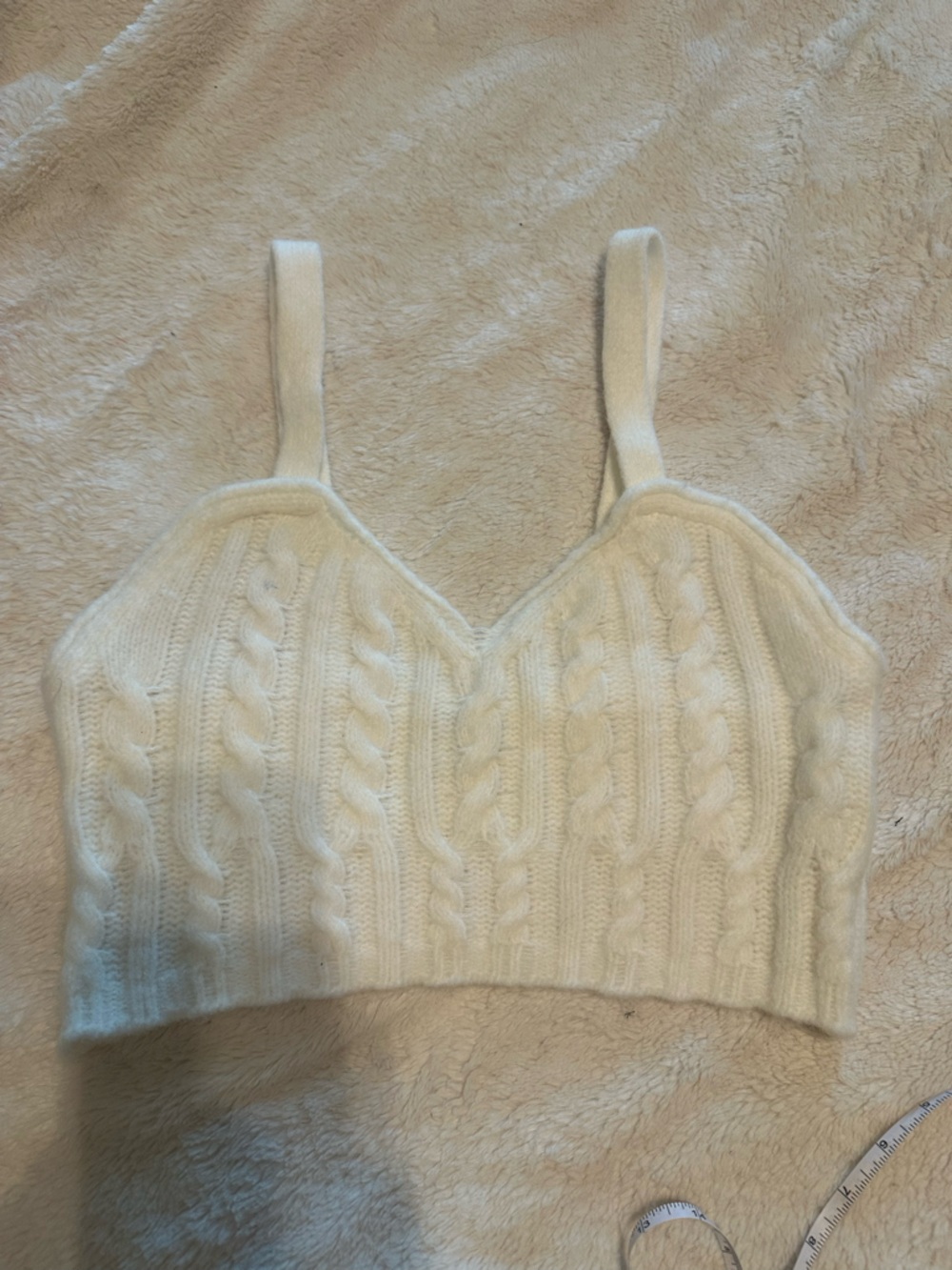 Free People Ivory Cable-Knit Cropped Tank